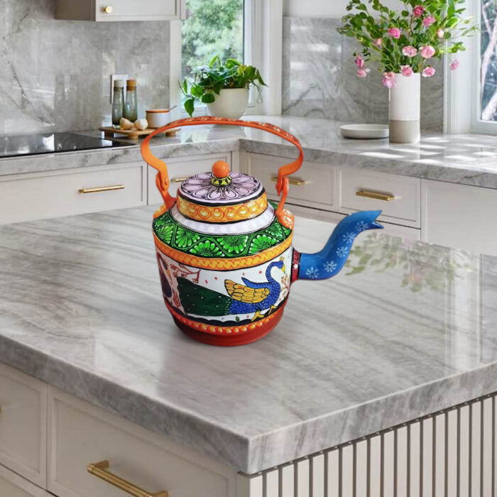 Rajasthani Art Kettle - Hand Painted (Random Design)